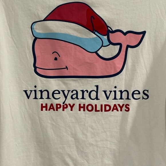Vineyard Vines Festive Whale Long Sleeve - White and Pink - Picture 4 of 7